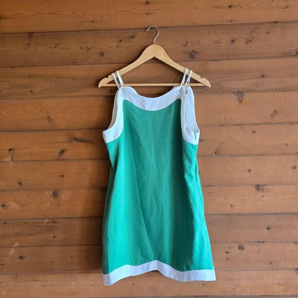 Aureum The Label Wave Hem Mini Dress in Green Medium Retro Beachy Pinup White - Picture 2 of 7